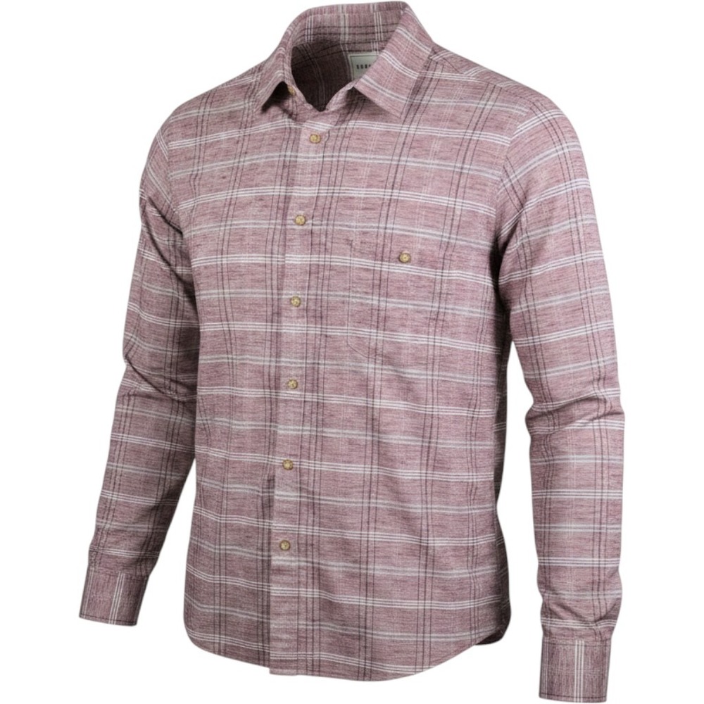ROWM Mens 2XB Plaid Button Down Shirt Burgundy White Long Sleeve Big & Tall